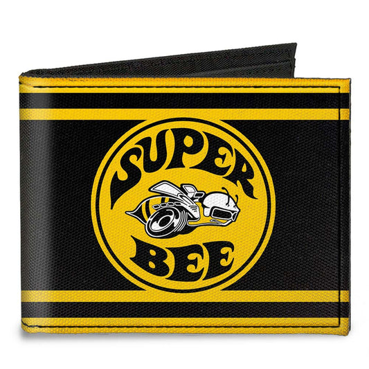 Canvas Bi-Fold Wallet - SUPER BEE Logo Stripes Black Yellow