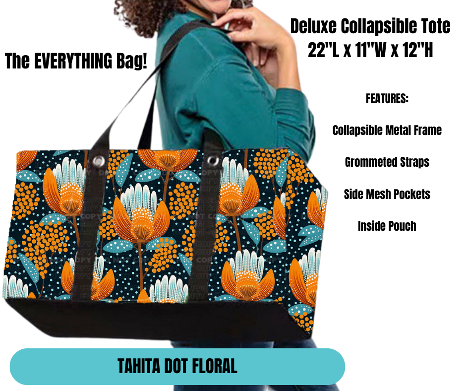 Preorder! Closes 11/18. ETA Feb. Tahita Dot Floral Collapsible Tote