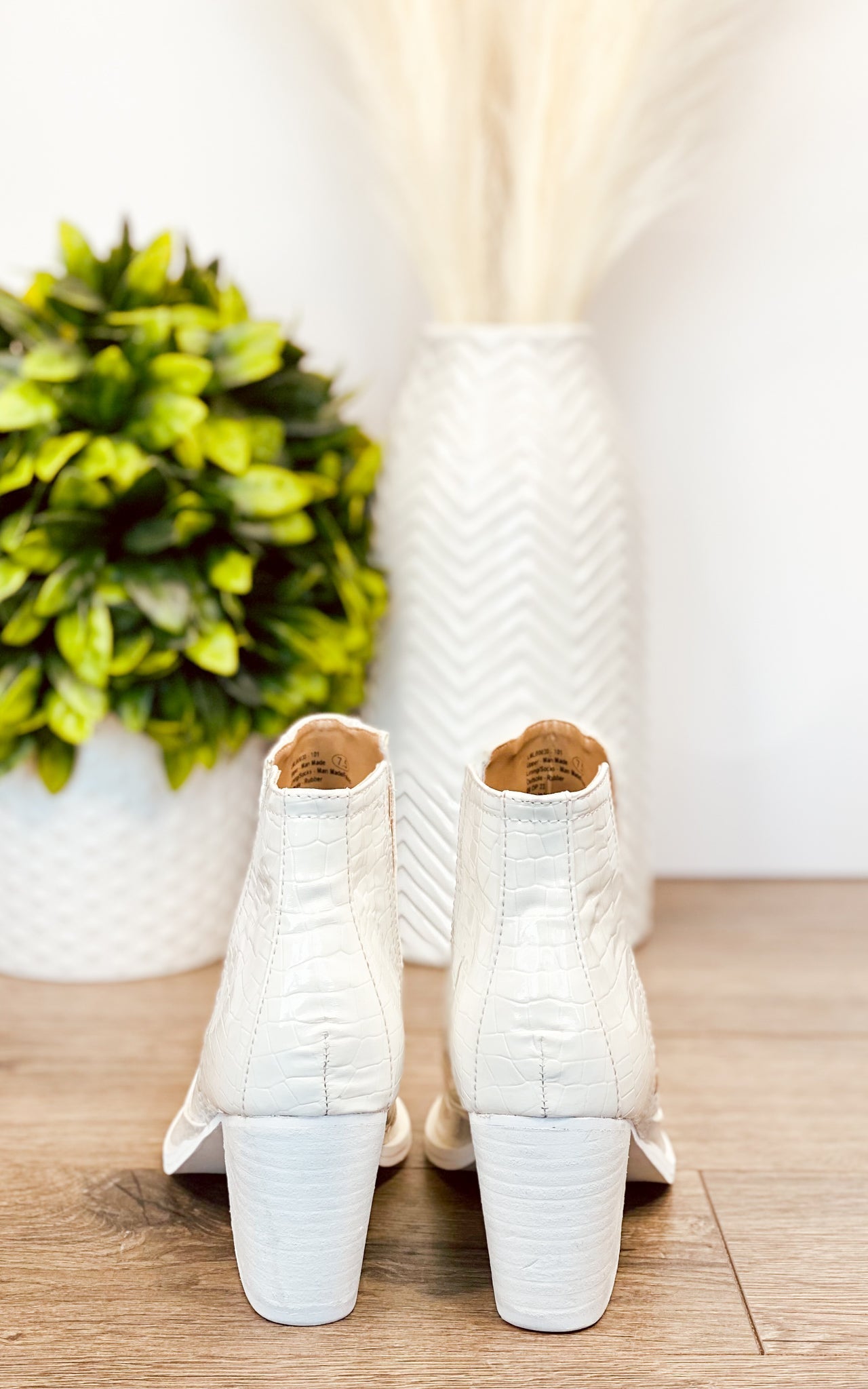 Tarim Booties in White Croc