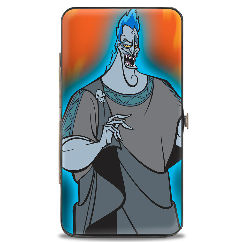 Hinged Wallet - Hades Blue Glow Pose Flames Orange Yellows