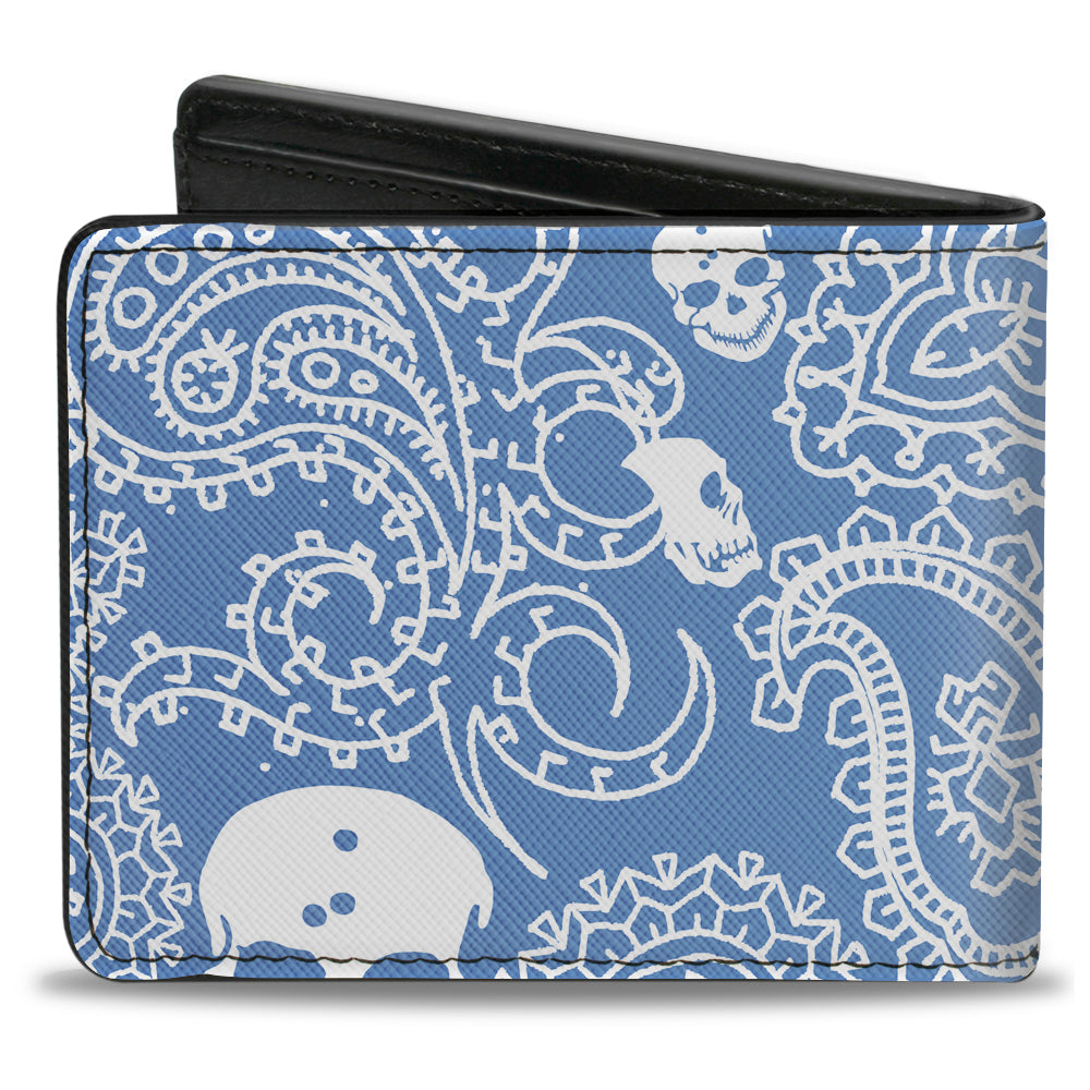 Bi-Fold Wallet - Bandana Skulls Baby Blue White