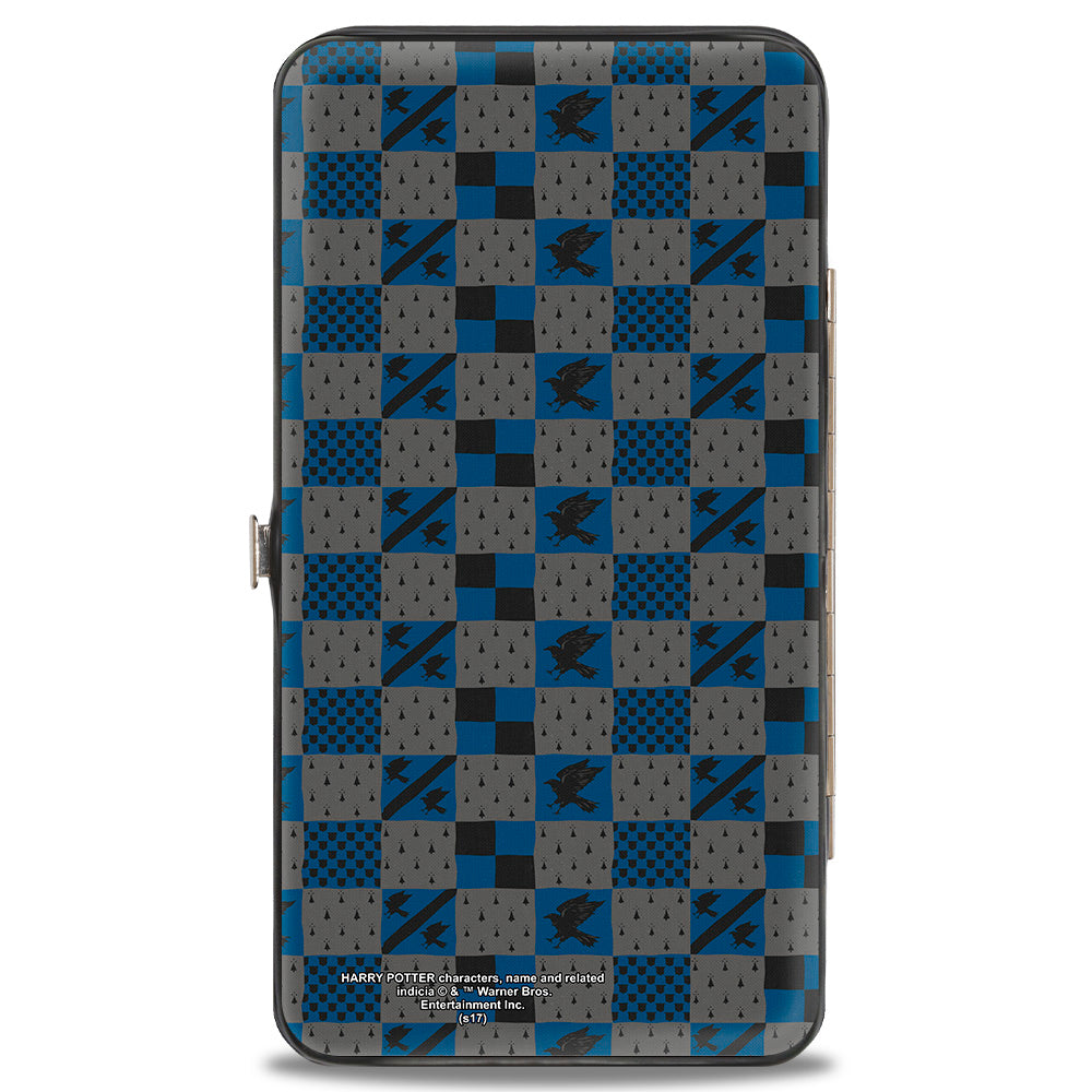 Hinged Wallet - Harry Potter RAVENCLAW Crest Heraldry Checkers Gray Blues