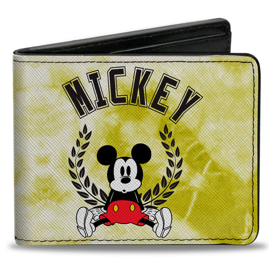 Bi-Fold Wallet - Mickey Mouse MICKEY Sitting Crest Pose Tie Dye Yellows