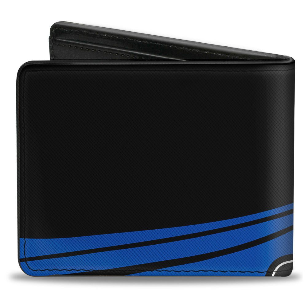 Bi-Fold Wallet - Flaming Cobra Jet Black Blue White Red