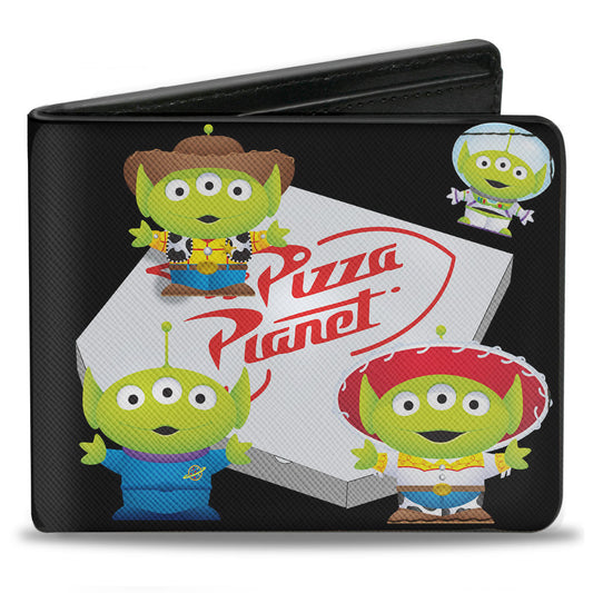 Bi-Fold Wallet - Toy Story Pizza Planet Aliens 4-Toy Story Character Cosplay Mashup Black