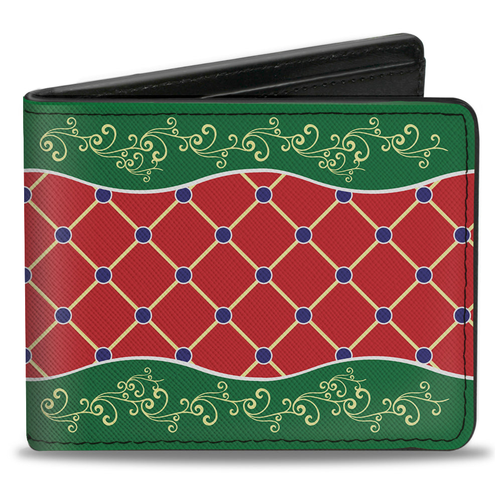 Bi-Fold Wallet - Holiday Trim Stripe Green Red