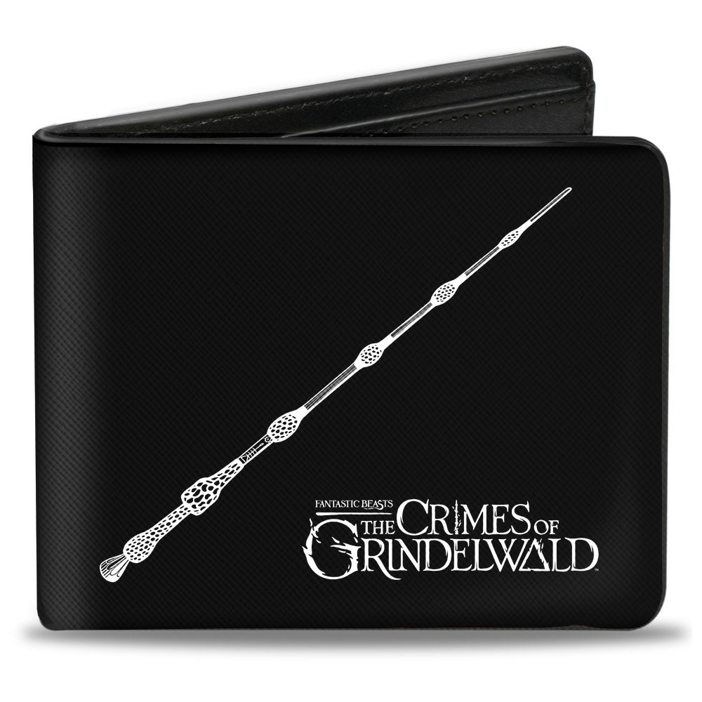 Bi-Fold Wallet - Fantastic Beasts The Crimes of Grindelwald Elder Wand + 9-Wands Black White