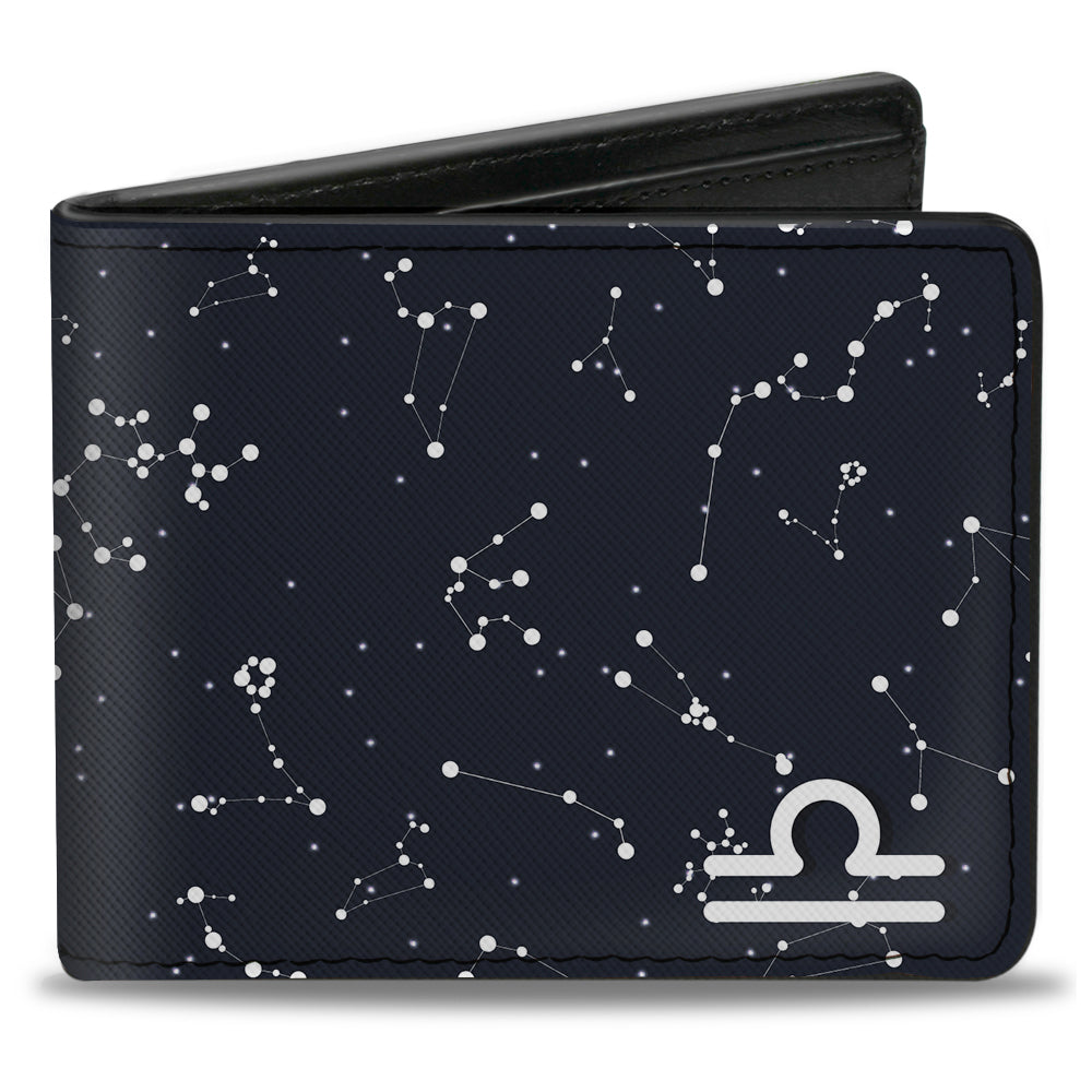 Bi-Fold Wallet - Zodiac Libra Symbol Constellations Black White