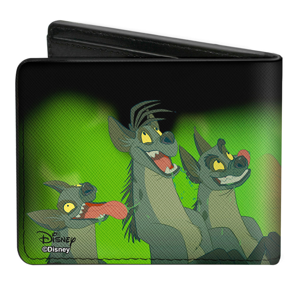 Bi-Fold Wallet - Scar Face CLOSE-UP 3-Hyenas Pose Black Greens