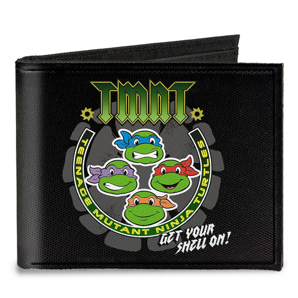 Canvas Bi-Fold Wallet - TMNT-GET YOUR SHELL ON + TMNT WORLD TOUR 84 Black Gray Green