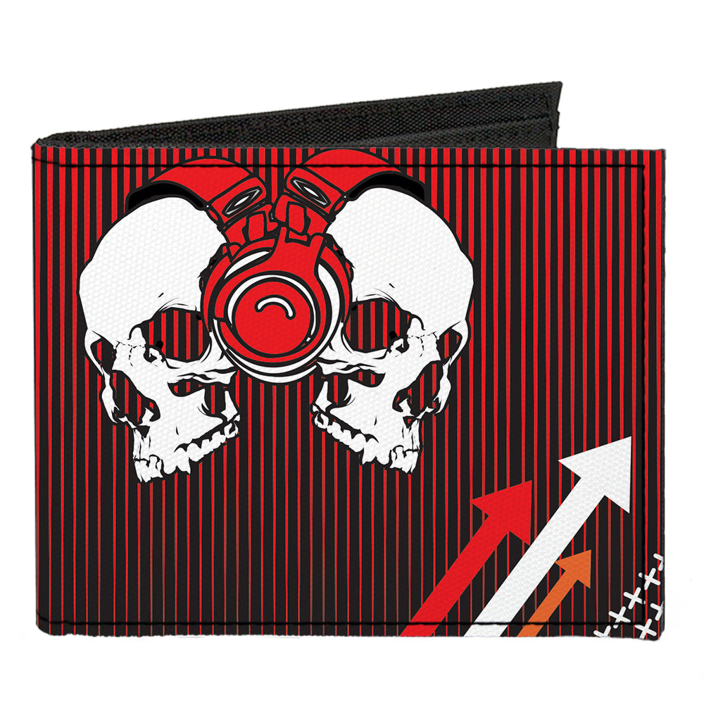 Canvas Bi-Fold Wallet - DJ Skulls Up Down Black Red