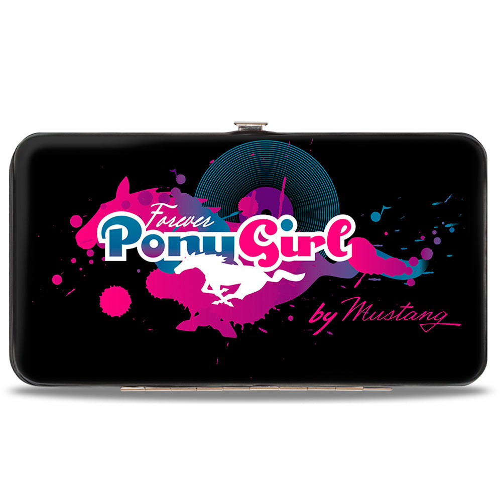 Hinged Wallet - FOREVER PONY GIRL Mustang Silhouette Black Blues Pinks