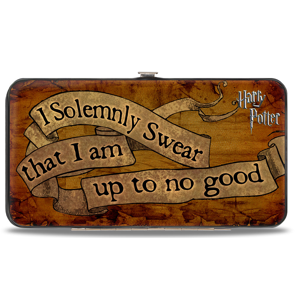 Hinged Wallet - Harry Potter I SOLEMNLY SWEAR THAT I AM UP TO NO GOOD Banner Tan Black