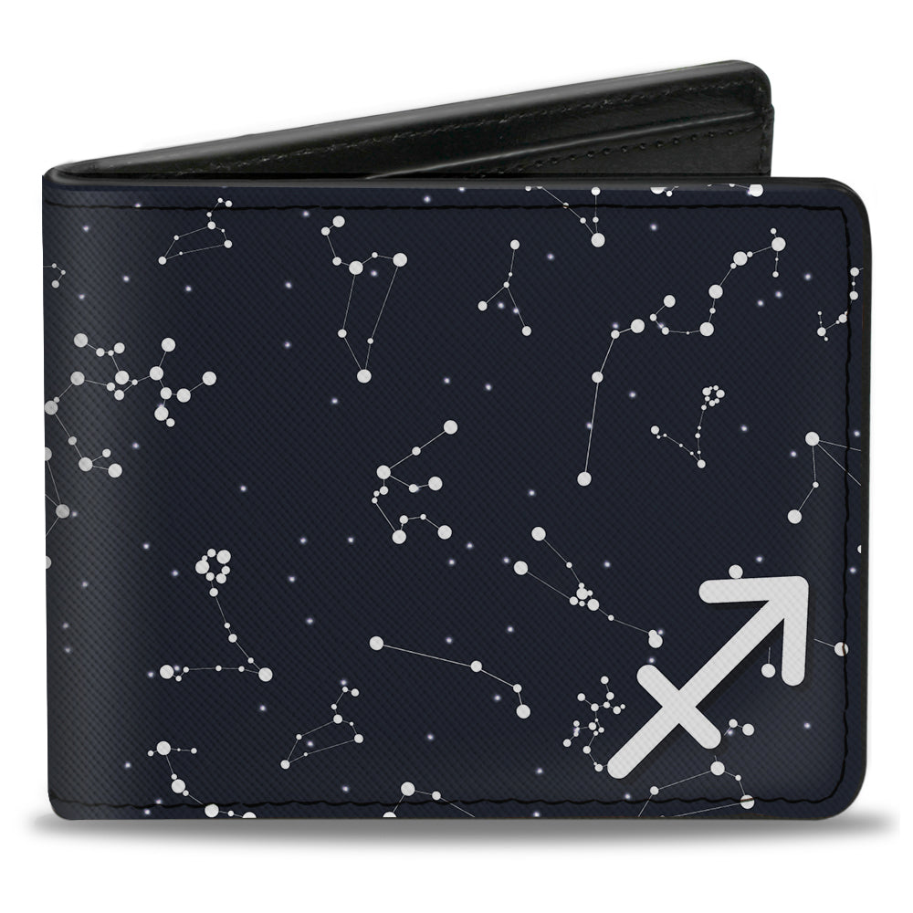 Bi-Fold Wallet - Zodiac Sagittarius Symbol Constellations Black White