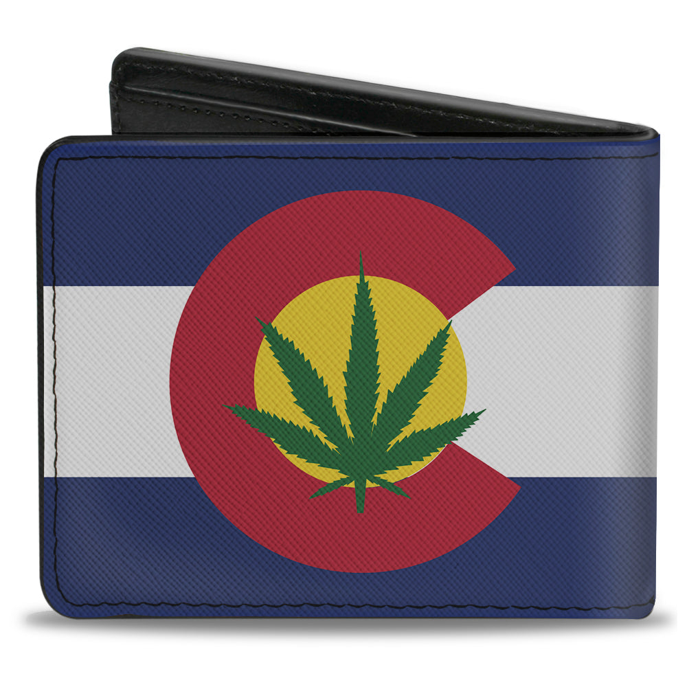 Bi-Fold Wallet - Colorado Flag Marijuana Leaf