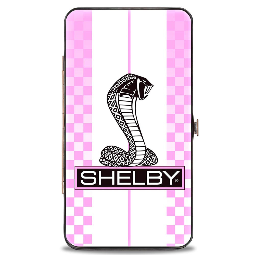 Hinged Wallet - SHELBY Tiffany Box Checker Stripe White Pinks Black