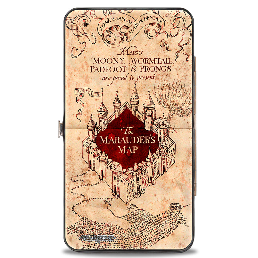 Hinged Wallet - Hogwarts School THE MARAUDER'S MAP Tan Reds