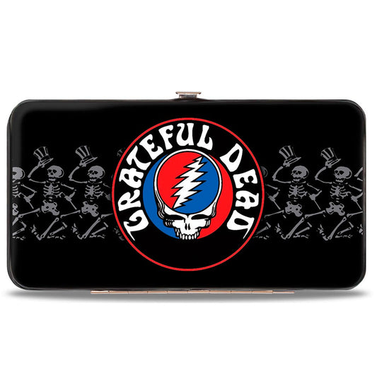 Hinged Wallet - GRATEFUL DEAD Steal Your Face Logo Dancing Skeletons Black Gray Red White Blue