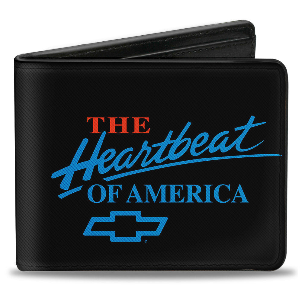 Bi-Fold Wallet - Chevy Bowtie THE HEARTBEAT OF AMERICA Black White Red Blue