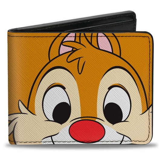 Bi-Fold Wallet - Chip n' Dale Dale Face Close-Up + Autograph Brown