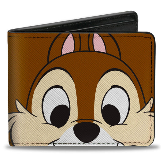 Bi-Fold Wallet - Chip n' Dale Chip Face Close-Up + Autograph Brown