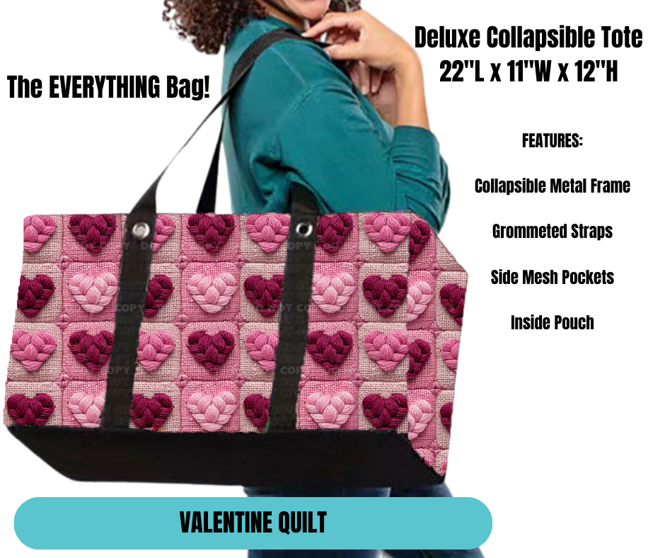 Preorder! Closes 11/18. ETA Feb. Valentine Quilt Collapsible Tote