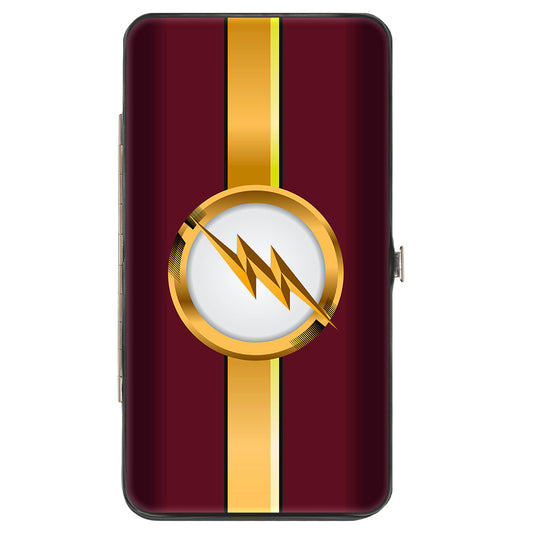 Hinged Wallet - The Flash Logo10 Stripe Burgundy Golds White