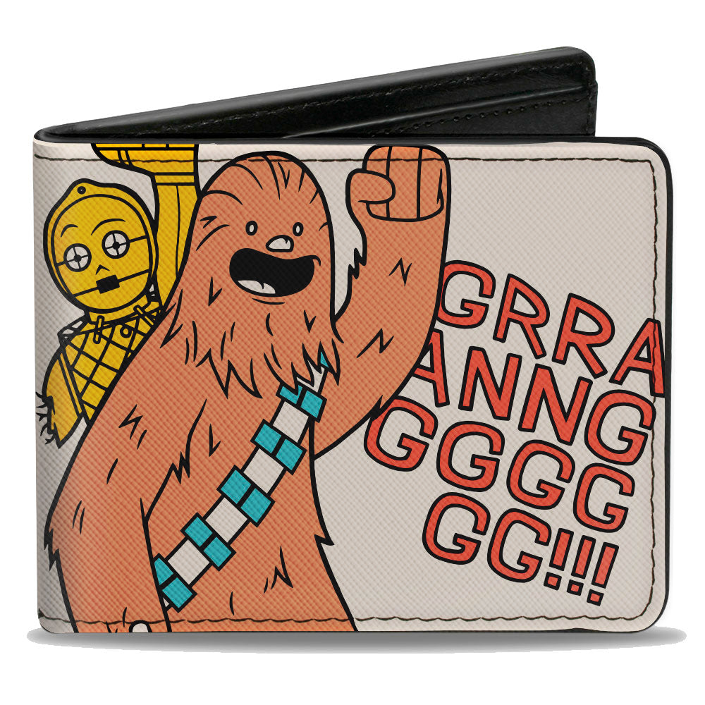 Bi-Fold Wallet - Star Wars Chewbacca Carrying C3-PO + R2-D2 Mono Line Scene