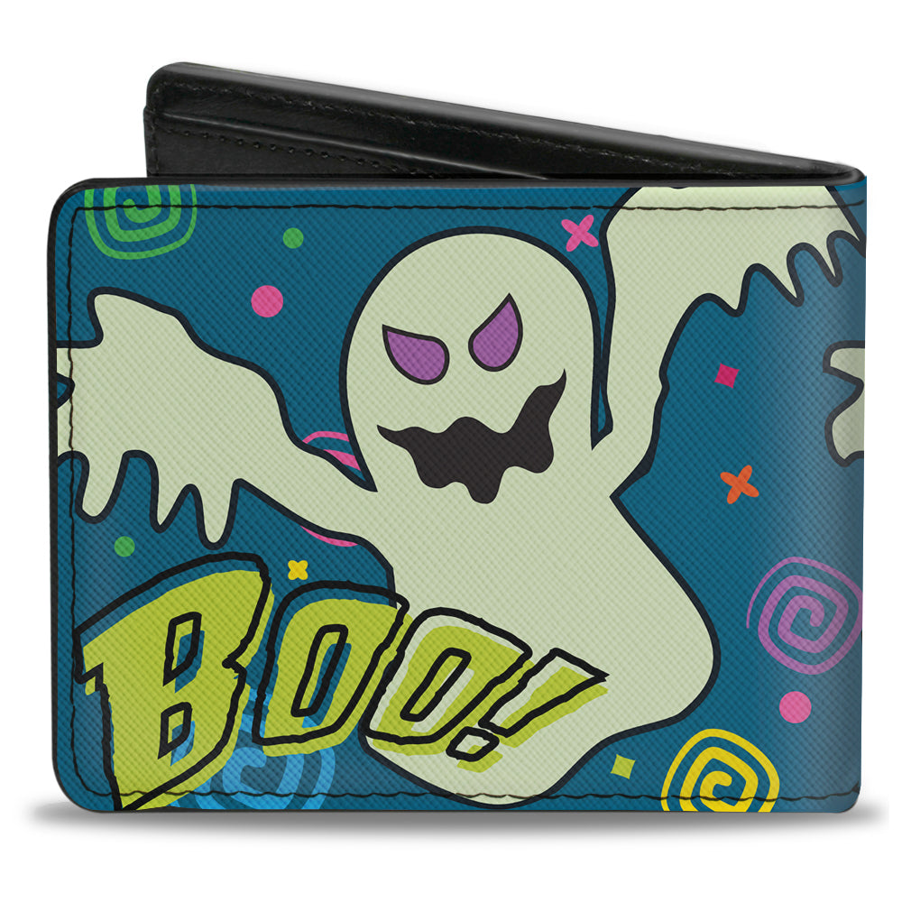 Bi-Fold Wallet - Ghost BOO! Blue Multi Color