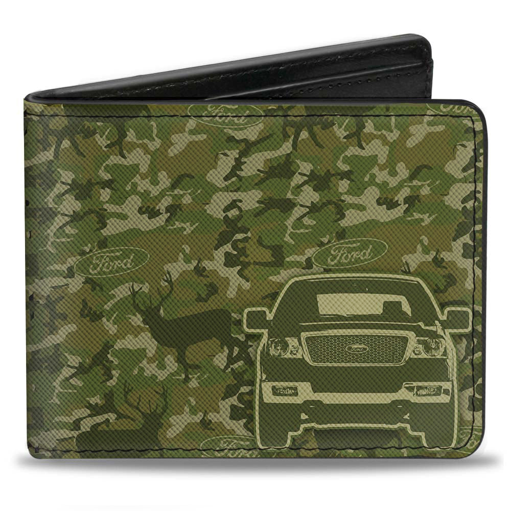 Bi-Fold Wallet - Ford Truck + WORKS HARD, PLAYS HARDER Deer Hunter Camo Olive