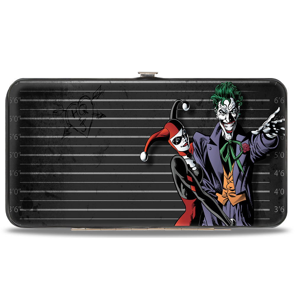 Hinged Wallet - Harley Quinn Hugging Joker Pose Lineup Grays