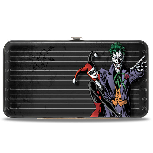 Hinged Wallet - Harley Quinn Hugging Joker Pose Lineup Grays