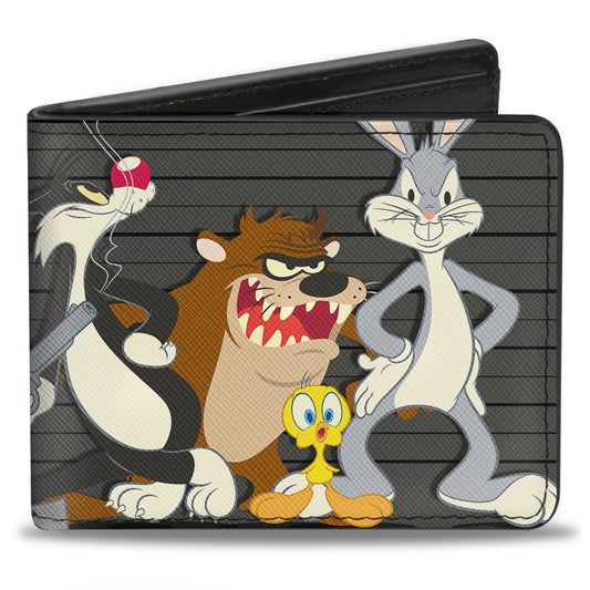 Bi-Fold Wallet - Looney Tunes 6-Character Group Lineup Gray Black