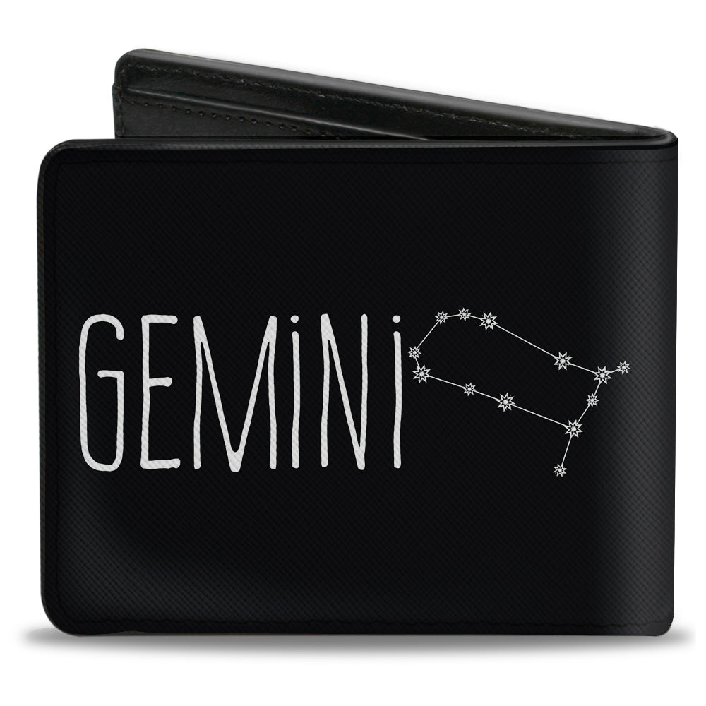 Bi-Fold Wallet - Zodiac GEMINI Constellation Black White