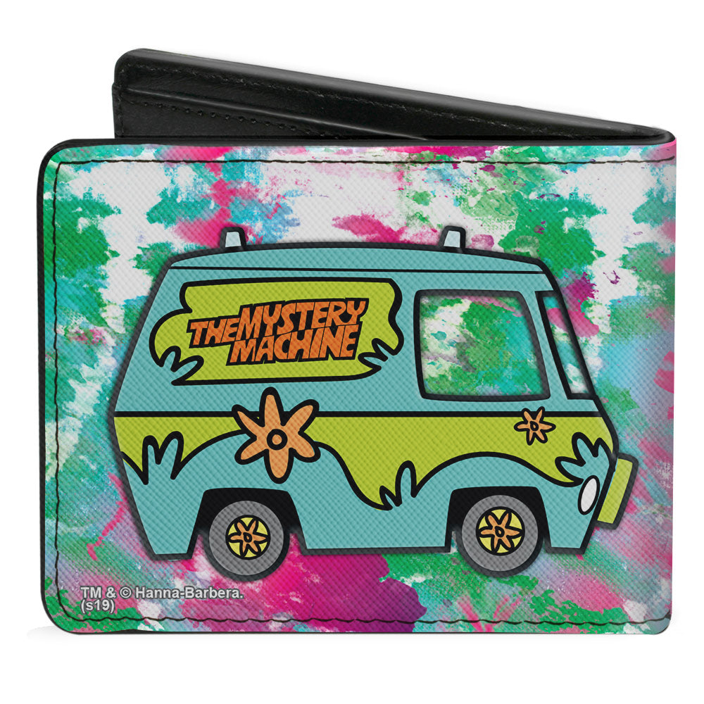 Bi-Fold Wallet - Scooby & Shaggy Smiling + Mystery Machine Splatter White Pinks Greens