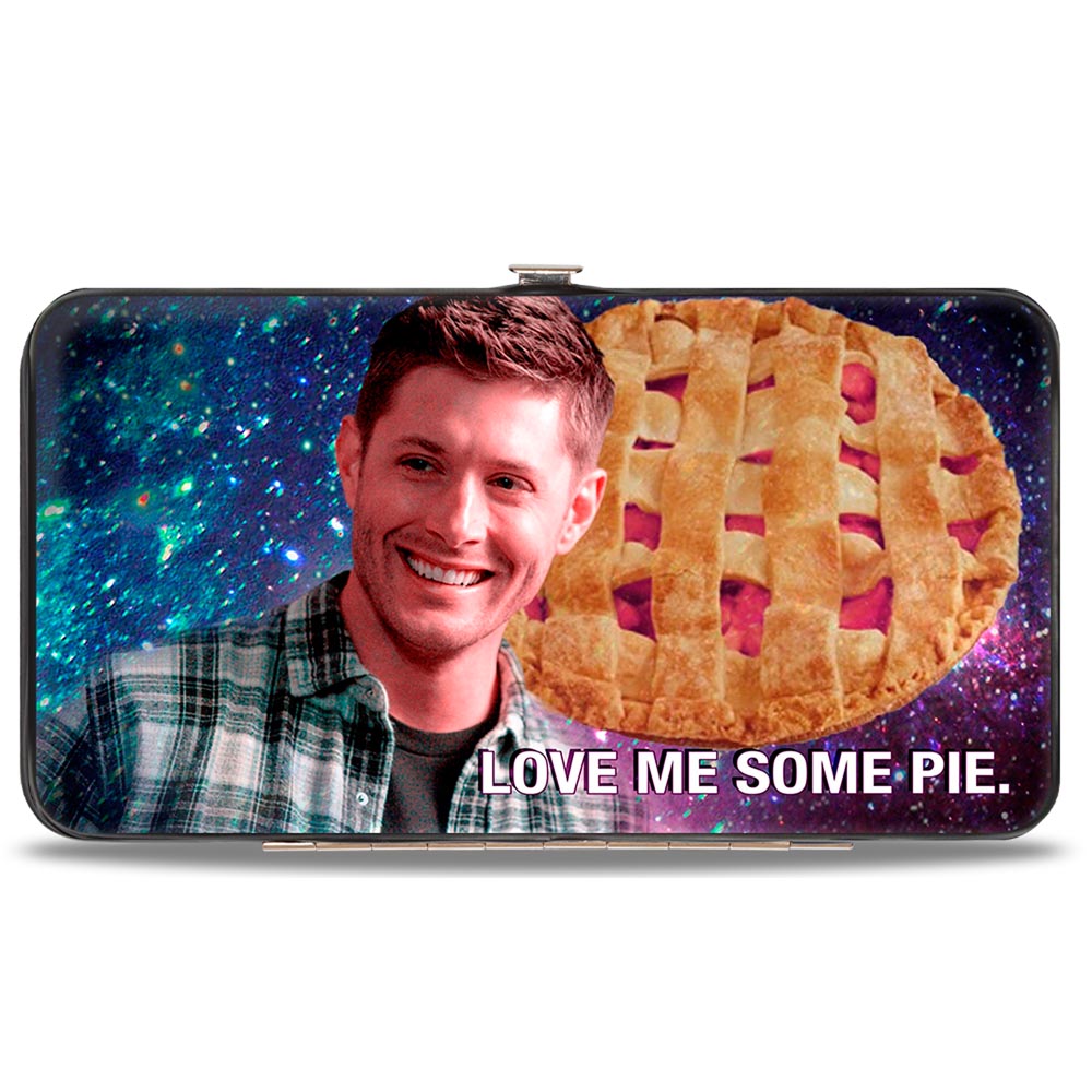 Hinged Wallet - Dean Smiling Pie Galaxy Blue-Purple Fade + SUPERNATURAL-JOIN THE HUNT Black White