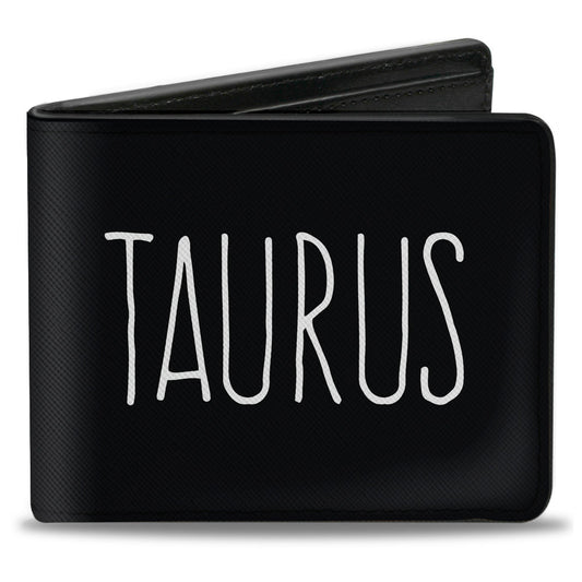 Bi-Fold Wallet - Zodiac TAURUS Symbol Black White