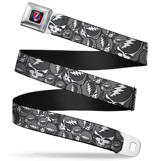 Steal Your Face Seatbelt Belt - Steal Your Face Stacked Gray Webbing