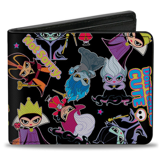 Bi-Fold Wallet - Disney Chibi 6-Villains DON'T CALL US CUTE Collage Black