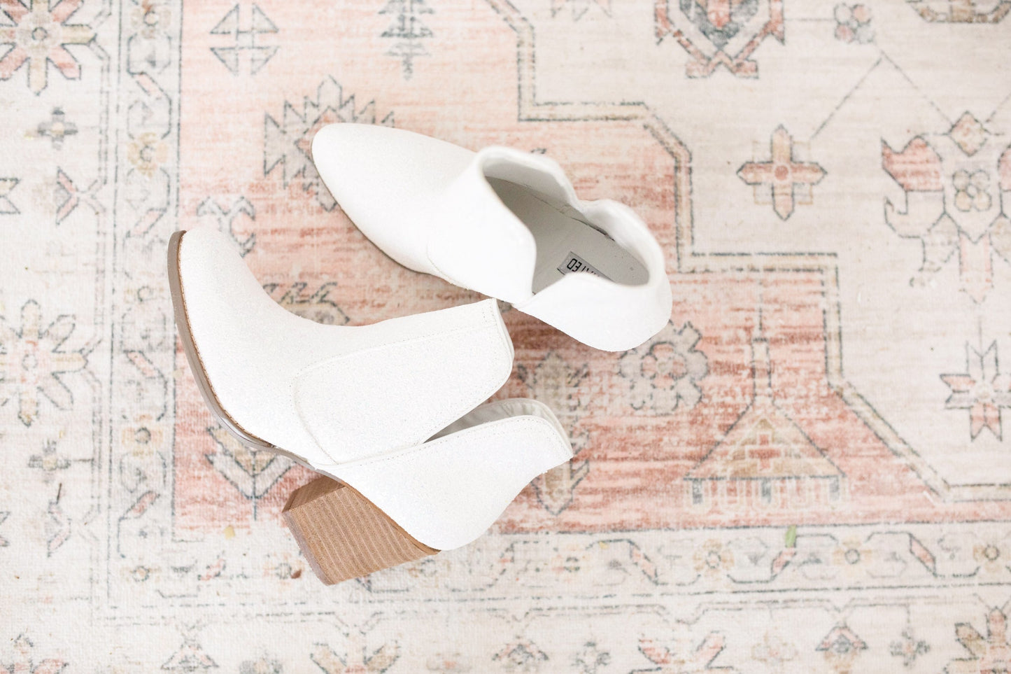 Fiera Glitter Booties in White