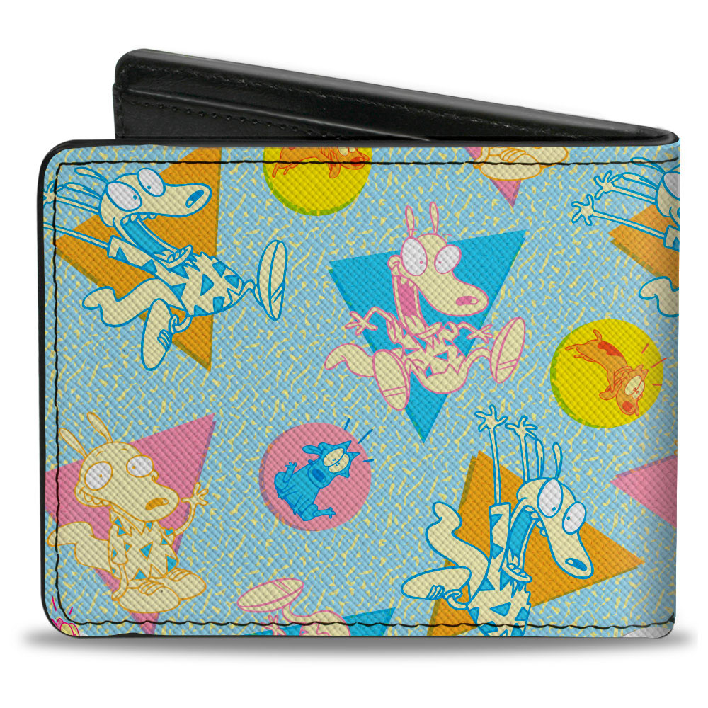 Bi-Fold Wallet - Rocko's Modern Life Rocko & Spunky Scattered Expressions Multi Pastel