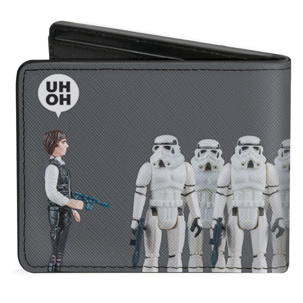 Bi-Fold Wallet - Star Wars Kenner Han Solo Stormtroopers UH OH Group Action Figures Gray