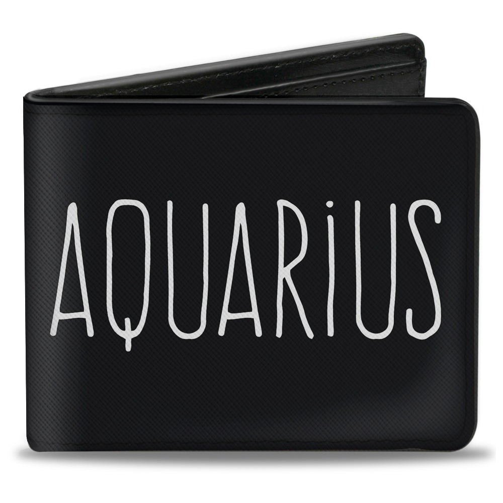 Bi-Fold Wallet - Zodiac AQUARIUS Symbol Black White