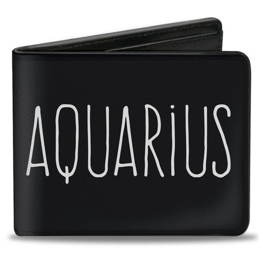 Bi-Fold Wallet - Zodiac AQUARIUS Symbol Black White