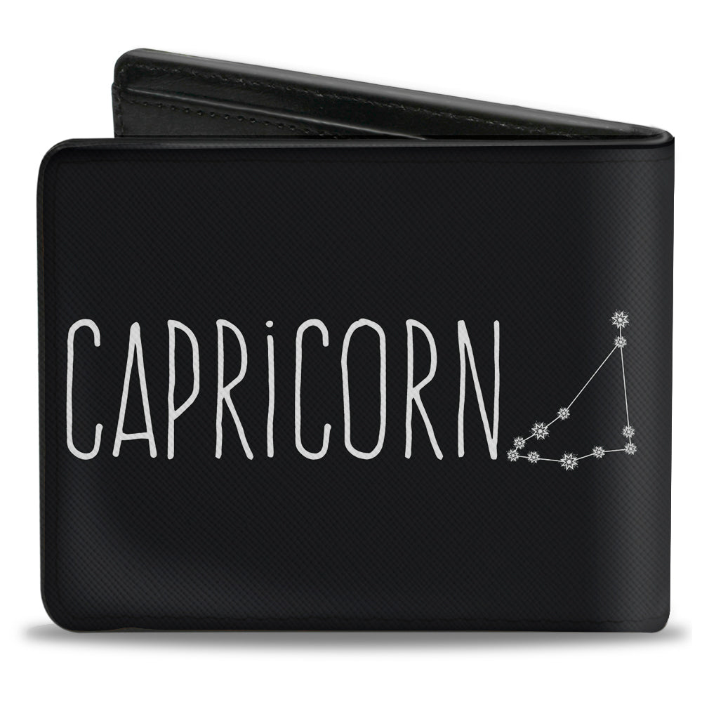 Bi-Fold Wallet - Zodiac CAPRICORN Constellation Black White