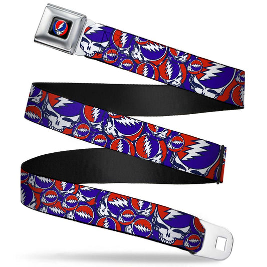 Steal Your Face Seatbelt Belt - Steal Your Face Stacked Red/White/Blue Webbing