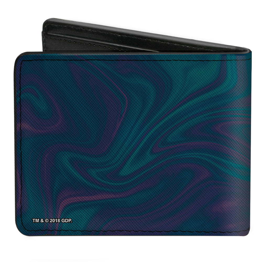 Bi-Fold Wallet - Grateful Dead Space Your Face Yin Yang Swirl Blues Purples Black