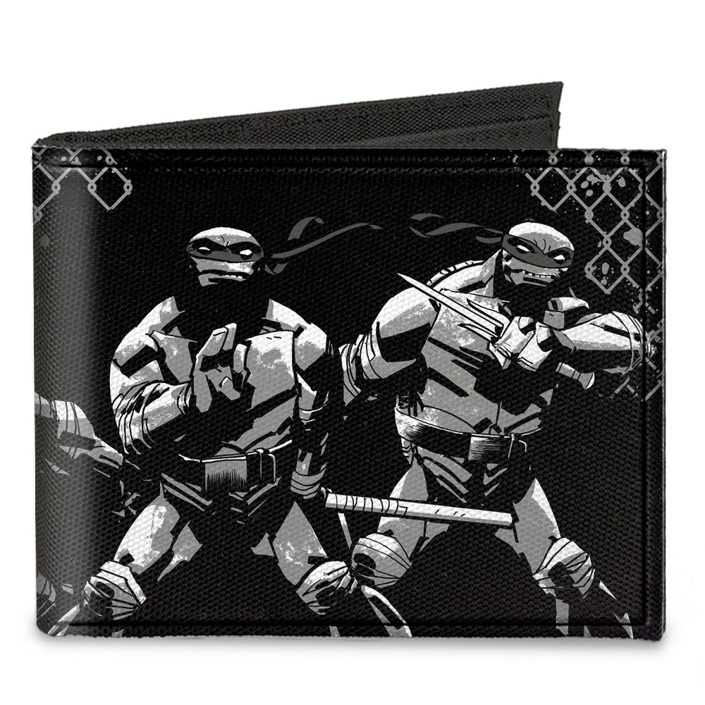 Canvas Bi-Fold Wallet - Ninja Turtles Street Group Pose17 Black Grays