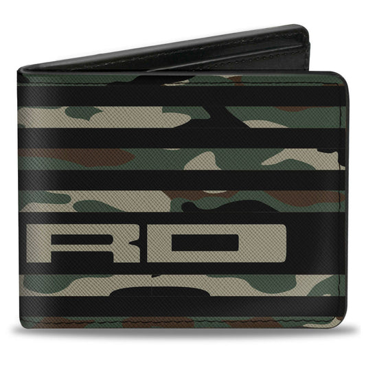 Bi-Fold Wallet - FORD Script Americana Flag Weathered Camo Olive Black Tan