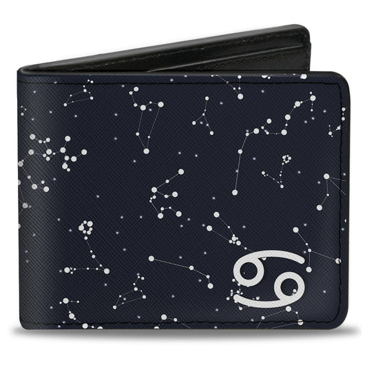 Bi-Fold Wallet - Zodiac Cancer Symbol Constellations Black White